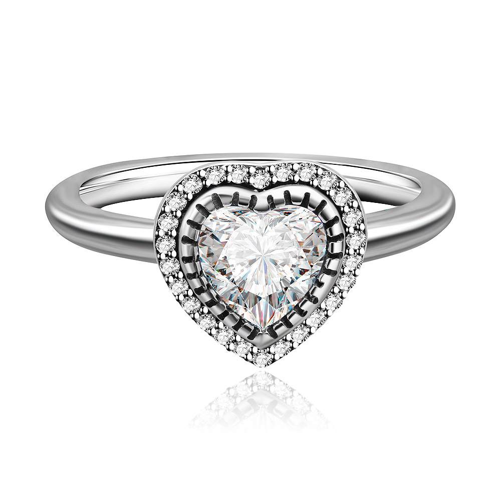 925 Sterling Silver Sparkling Love Heart Ring